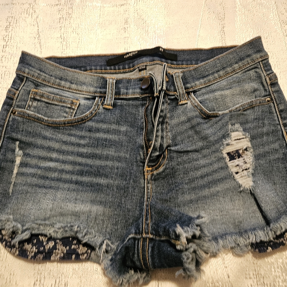 Harper Blue Distressed Jean Shorts